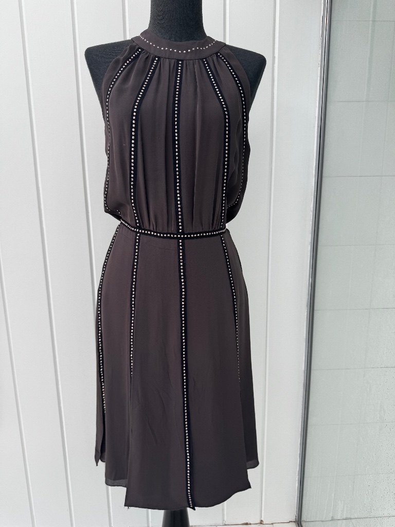 L’agence Gray Silk Studded Cocktail Dress Size 0